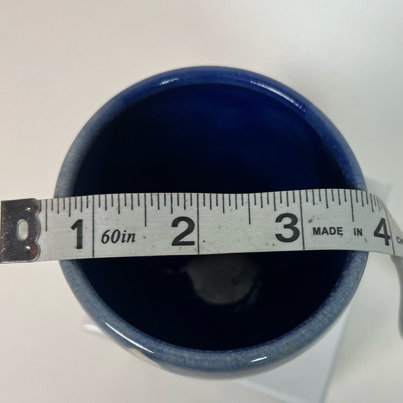 Handmade Cobalt Blue Ceramic pottery cup with small  Healing Hand stamp Signed - Picture 8 of 13